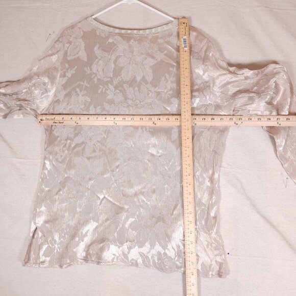 Carole Little Button Blouse Womens Size 14 Long Sleeve Floral Shiny Textured USA - Picture 4 of 14